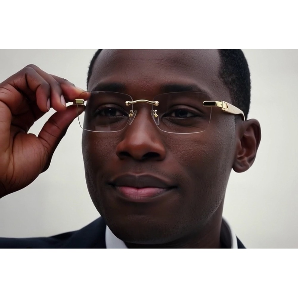 Men's Fashion Eyewear Clear Lens Small Frameless Hip Hop Cholo Buffs UV400 Gafas